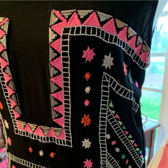 MARA HOFFMAN Runway Black Pink Silk Beaded Maxi Lakshmi Gown Dress M $995 - Picture 8 of 16